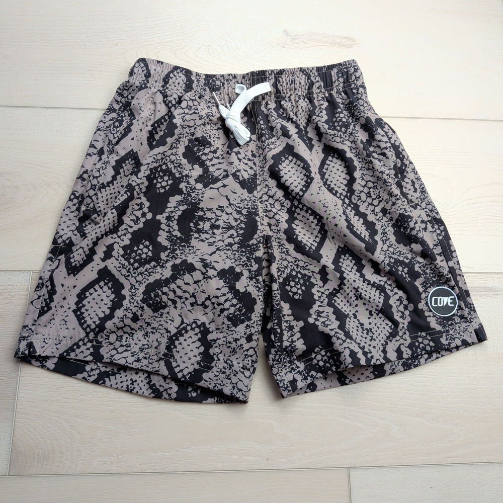 Cove USA Snakeskin Print Athletic Shorts Mens 28 Gray Black 7"